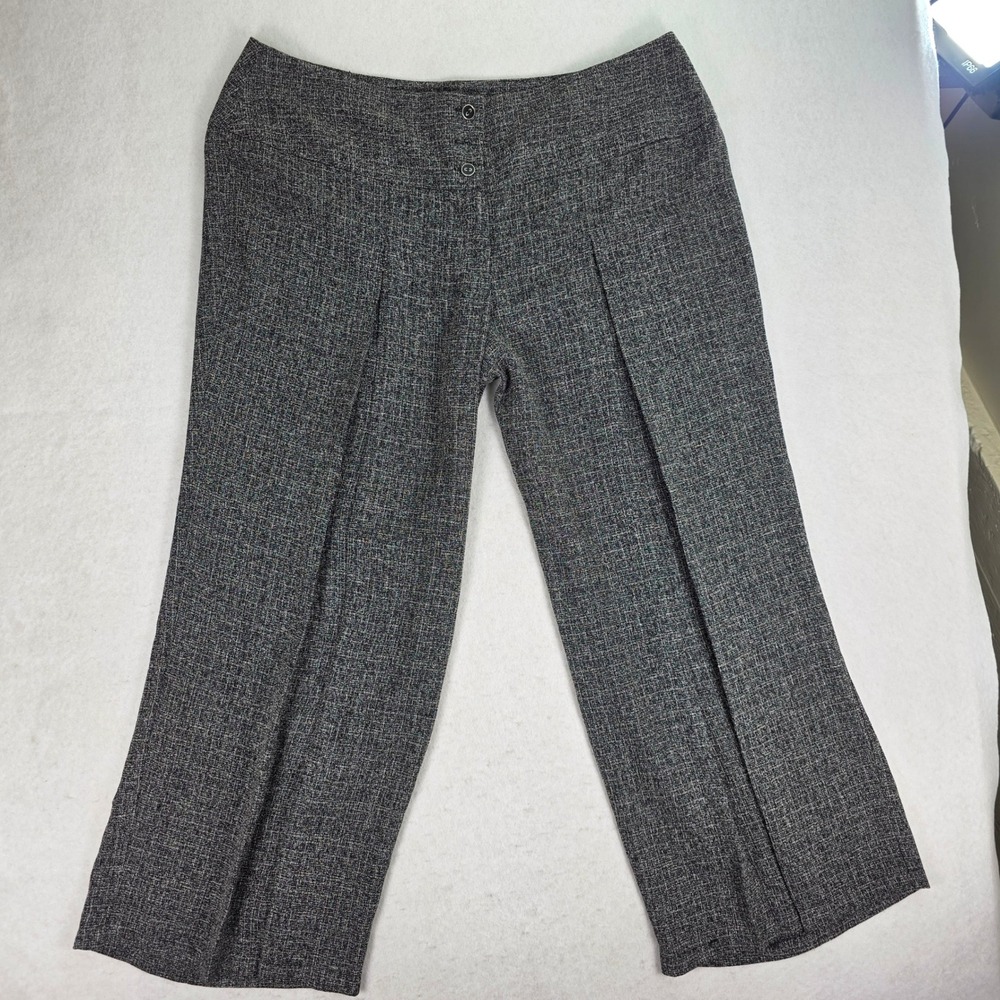 Ashley Stewart Women 24 Dress Pants Grey High Waist Wide Leg Trousers - Picture 2 of 9